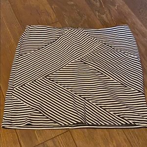 Black and white striped mini skirt